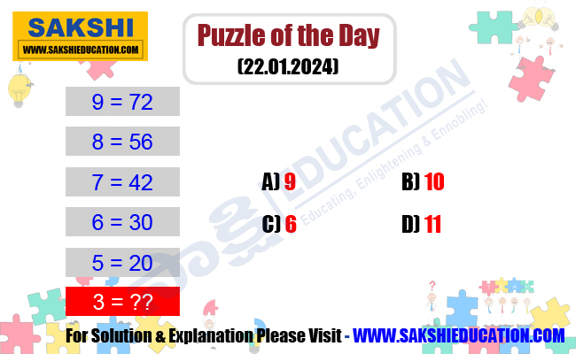 Puzzle of the Day   sakshi education daily puzzles    maths puzzles   new puzzles