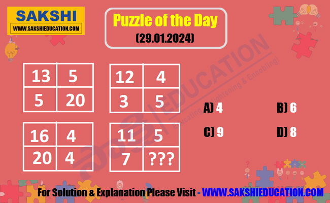 Puzzle of the Day  missing number puzzles   sakshi education daily puzzles
