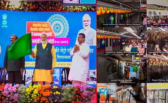 PM Modi Inaugurates Kolkata Under Water Metro   Prime Minister Narendra Modi inaugurating underwater metro train line in Kolkata