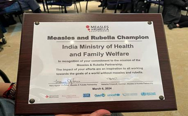  Union Health Departmentstatement   Measles and Rubella Champion Award for India    India awarded Measles Rubella Champion Award