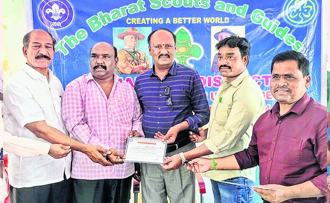 Registration process for formation of Scout and Guides with Rs.381 fee   Madithati Narasimha Reddy awarding the certificates    Training program organized for Scout and Guides Union Leaders in Madanapalle