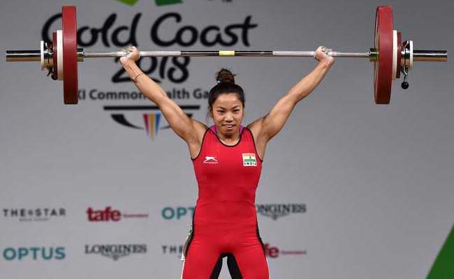 Mirabai Chanu finishes 3rd in group B of World Cup  Mirabai Chanu lifting weights at IWF World Cup