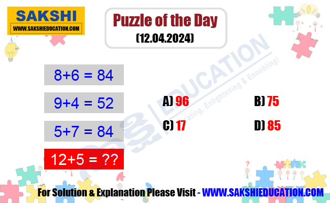 Puzzle of the Day  missing number puzzle  sakshi education daily puzzles 