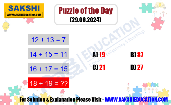 Puzzle of the Day  mathslogicpuzzle  sakshieducationdailypuzzles