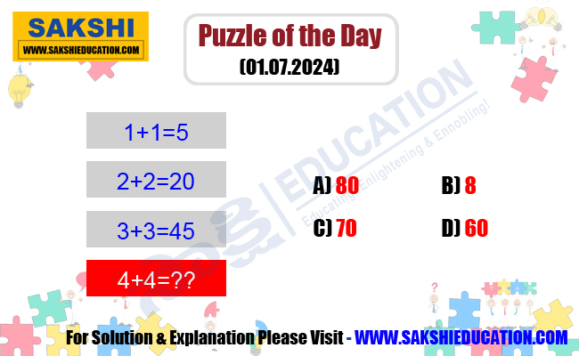 Puzzle of the Day   mathlogic puzzles  sakshieducationdaily puzzles