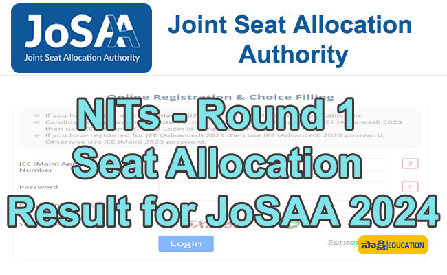 NITs-Round 1 Seat Allocation Result for JoSAA 2024