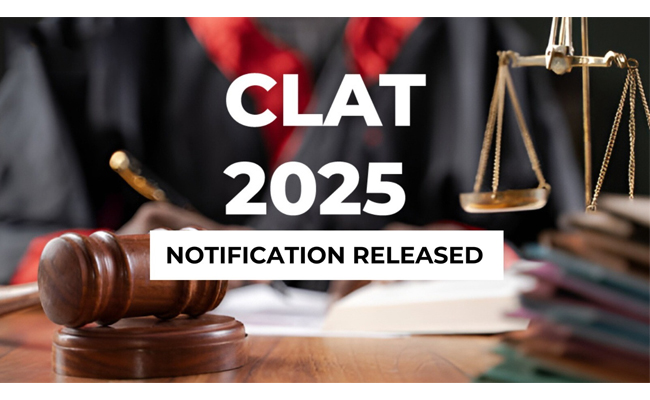 Common Law Admission Test 2025 notification released  Admissions open for LLB and LLM courses  National Law Universities admissions  Apply for CLAT-2025  National Law Universities exam update  Law school entrance exam announcement  