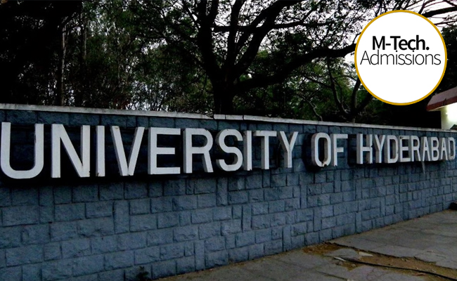 Spot admissions in M Tech Courses at Hyderabad University  University of Hyderabad Campus Entrance  Spot Round Admissions Notice Board  Admission Certificates and Documents  University of Hyderabad Admission Desk  