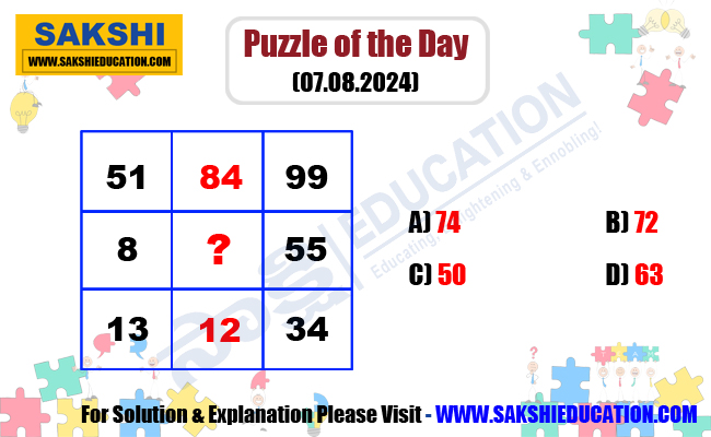 Puzzle of the Day  Missing Number Logic Puzzle  sakshieducation  dailypuzzles 