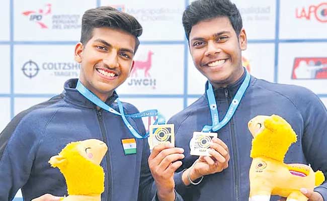 Mukesh Nelavalli celebrates his success at the World Junior Shooting Championship  World Junior Shooting Championship: India win team gold in mens 50m pistol event