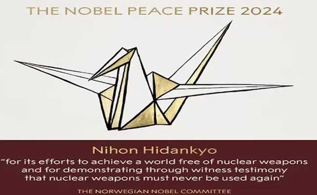 Nihon Hidankyo receives the Nobel Peace Prize 2024 for nuclear disarmament efforts  Nobel Peace Prize 2024 Goes To Japanese Organisation Nihon Hidankyo