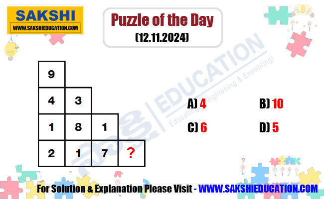 Puzzle of the Day for Competitive Exams in Telugu  Maths Missing Number Logic Puzzle  sakshieducation dailypuzzles  