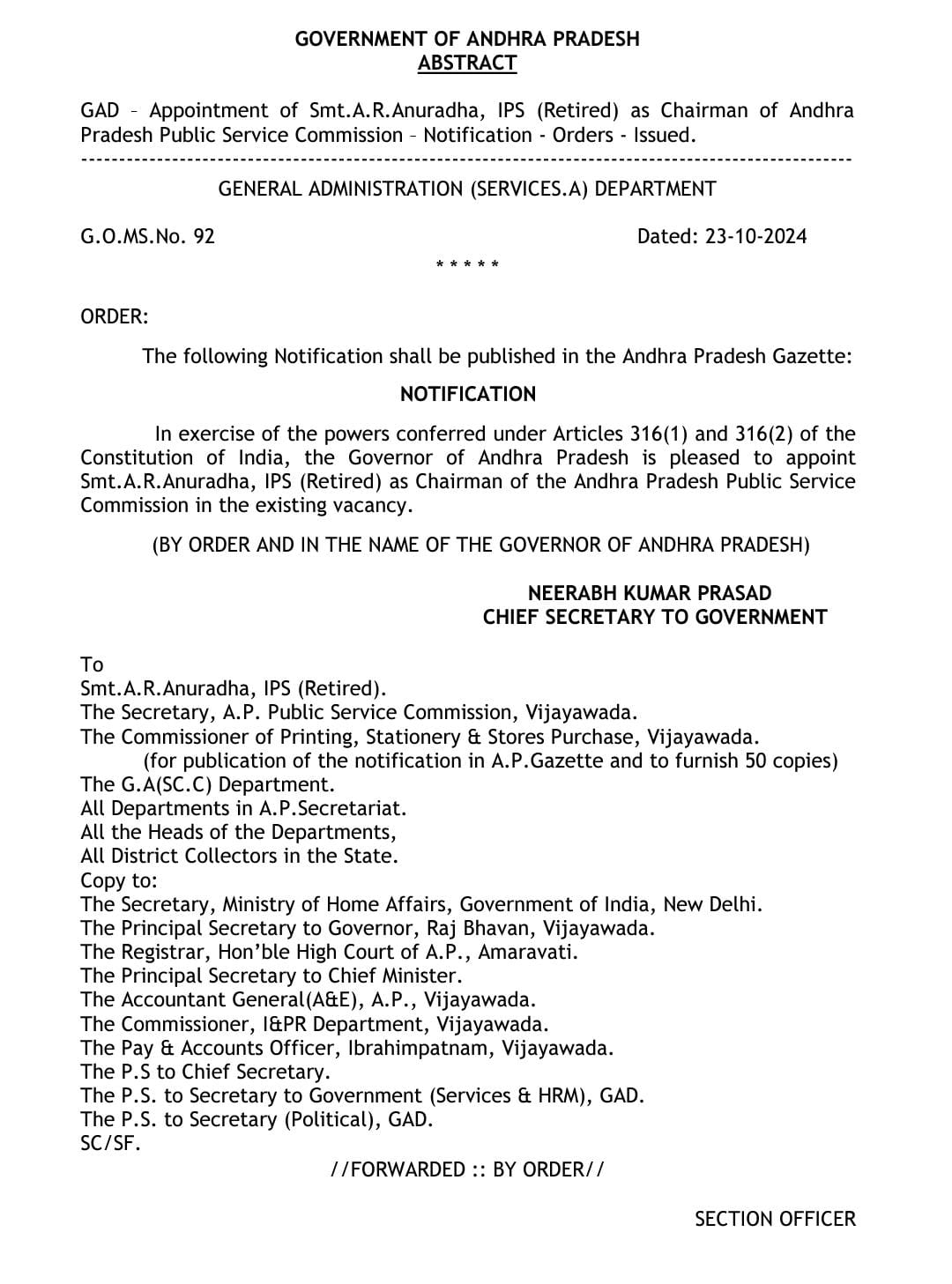 APPSC Chairperson Appointment