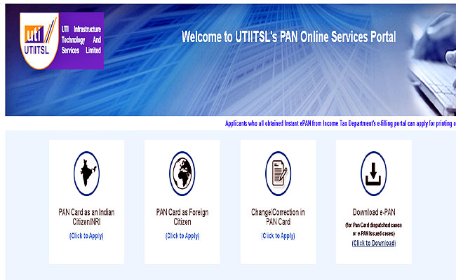 Pan card online Service Portal