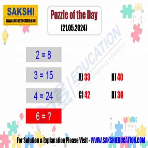 Puzzle of the Day  missing number puzzle  sakshieducation dailypuzzle