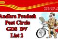 India Post Andhra Pradesh GDS DV List II Out