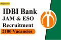 IDBI Bank Recruitment 2023: 2100 Vacancies for Junior Assistant Manager and Executives - Sales and Operations, IDBI Bank ESO Jobs: Apply for 1300 Executives - Sales and Operations Positions, 1300 Executives - Sales and Operations (ESO) Vacancies at IDBI Bank, IDBI Bank Careers: Junior Assistant Manager Recruitment 2023, IDBI Bank JAM Jobs: Apply for 800 Junior Assistant Manager Positions, IDBI Bank Recruitment 2023, IDBI Bank Recruitment: 800 Junior Assistant Manager Vacancies, 