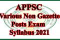 APPSC Various Non Gazetted Posts Exam Syllabus