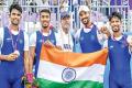 ASian Games 2023,Indian Men's Four Bronze Medal Celebration