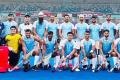  India's hockey team emerges victorious with gold., India hockey men's team wins Gold in Asain games 2023, Indian men's hockey team celebrating with gold medals.