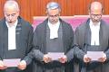 Guwahati High Court Chief Justice becoming a Supreme Court judge. Rajasthan High Court Chief Justice swearing in as Supreme Court judge.,  Three New Judges Take Oath in  Supreme Court, Delhi High Court Chief Justice taking oath as Supreme Court judge., 