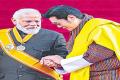 PM Narendra Modi Honored Bhutan Highest Civilian Award  Prime Minister Narendra Modi greeted by Prime Minister Tsering Tobge in Bhutan
