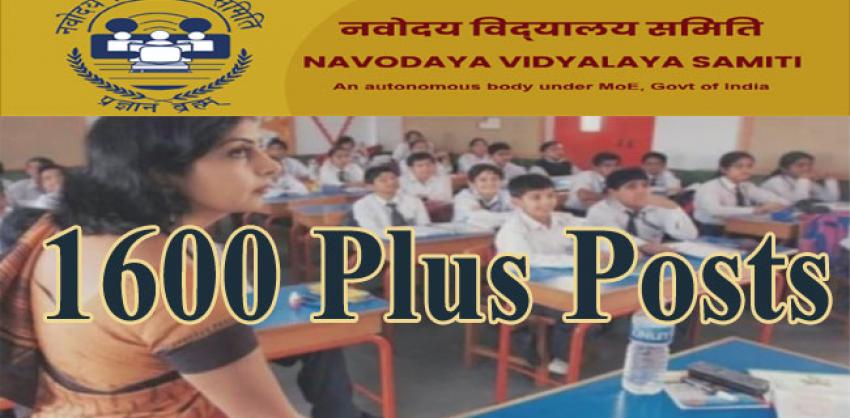 1600+ posts of TGT, PGT at Navodaya Vidyalaya Samiti