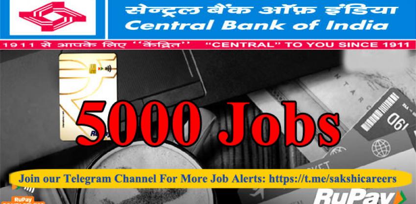 5000 Jobs in Central Bank of India
