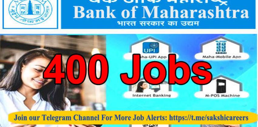 400 Jobs in Bank of Maharashtra