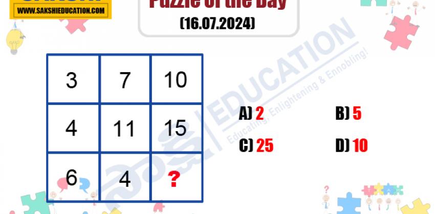 Puzzle of the Day    Math Missing Number Logic Puzzle  sakshieducation dailypuzzles