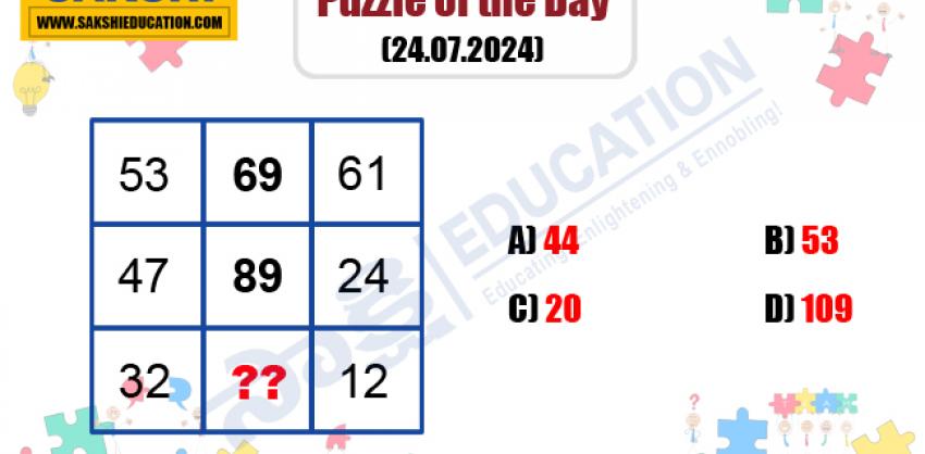 Puzzle of the Day   Math Missing Number Logic Puzzle  sakshieducation dailypuzzles for competitive exams