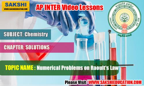 AP Senior Inter Chemistry Videos - Solutions - Numerical Problems on Raoult's Law