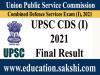 UPSC CDS I Final Result  
