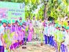 Award-winning Students and Green Leaders at Kallur ZP High School    Green Master Venkatasiddhu and Divisional Convener Rajendra at Award Ceremony  Students and Teachers at distribution of plants   Green School Award Ceremony