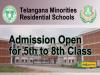 Hyderabad Residential Schools   Admission Notice for Class 8th   Backlog Vacancies in Minorities Category  Application for Classes 6th & 7th   Telangana Minorities Residential Schools    Telangana Minorities Residential Schools
