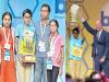 Indian American Bruhat Soma won 2024 Scripps National Spelling Bee   Spelling Bee Champion with Trophy  